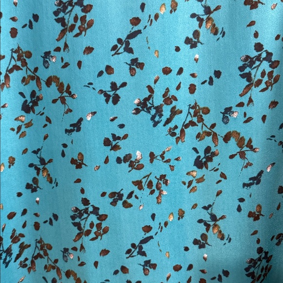 Blair Teal Blue Black Leafy Flowy Long Sleeve Tunic Button Up Shirt Size 2XL - Picture 5 of 9